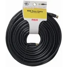 100-Ft. Black RG6U Coaxial Cable With “F” Connectors
