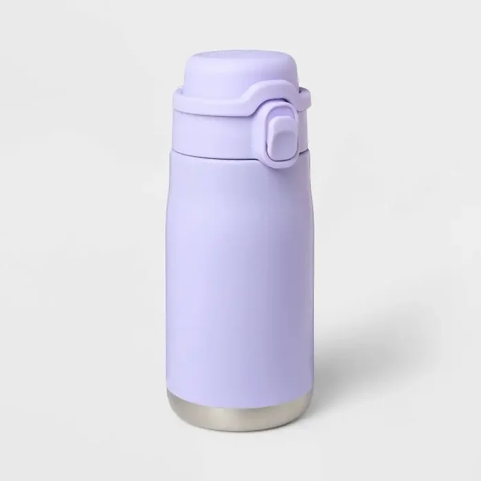 14oz Water Bottle – Cat & Jack™ Light Purple Plastic & Stainless Steel, Portable Drinkware