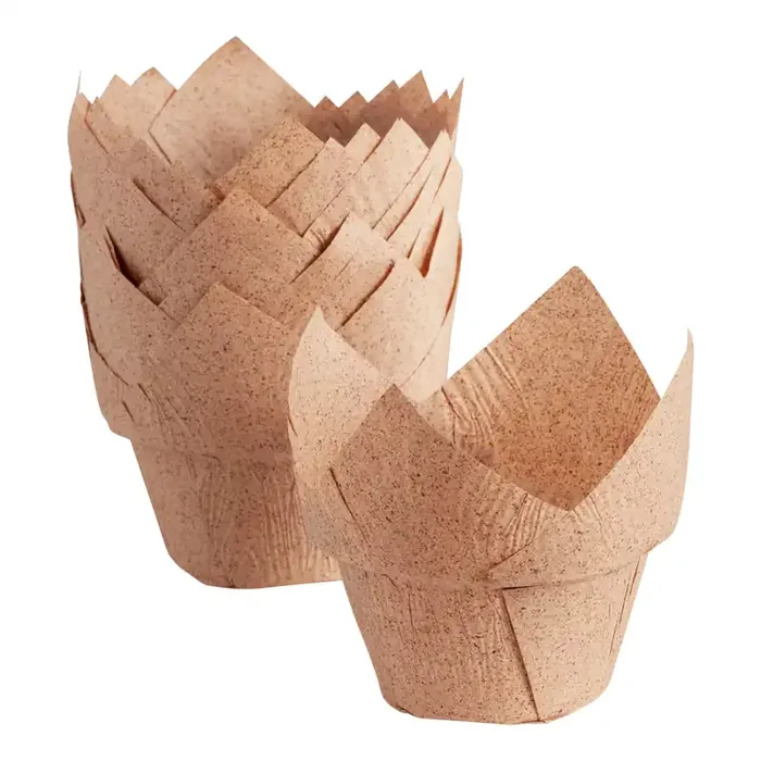 18 Pack Cocoa Paper High Crown Tulip Baking Cups Set of 2