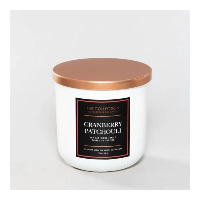 2-Wick White Glass Cranberry Patchouli Lidded Jar Candle 12oz – The Collection by Chesapeake Bay Candle Oud Essence, Soy Blend, 35h Burn