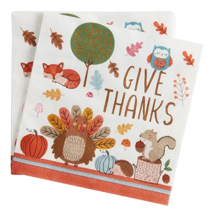 20 Count Give Thanks Beverage Napkins Set Of 2