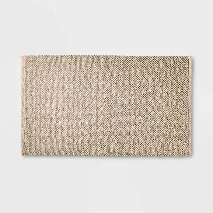 21″x34″ Textured Bath Rug Sand – Casaluna™ Cotton, Woven, Low Pile, Machine Washable, OEKO-TEX Certified