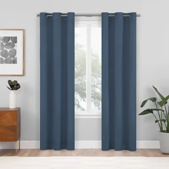 2pk 37″x63″ Eclipse Blackout Shadow Window Curtain Panels Blue