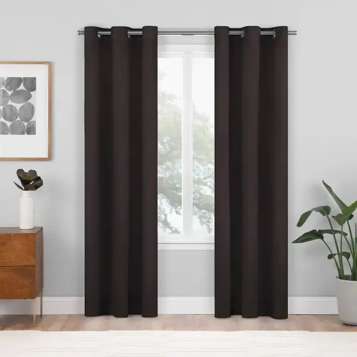 2pk 37″x84″ Eclipse Blackout Shadow Window Curtain Panels Black