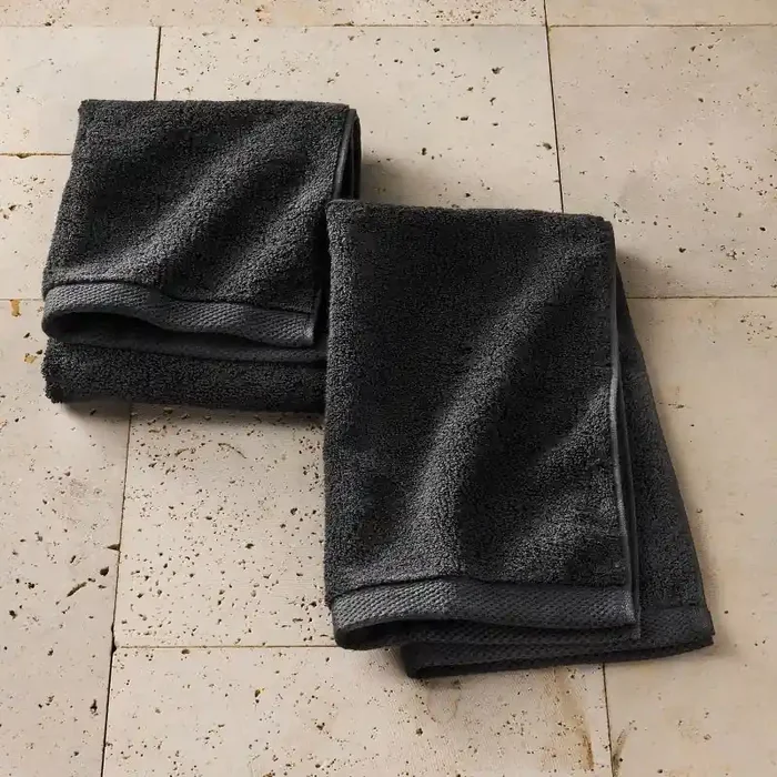 2pk Organic Hand Towel Black – Casaluna™