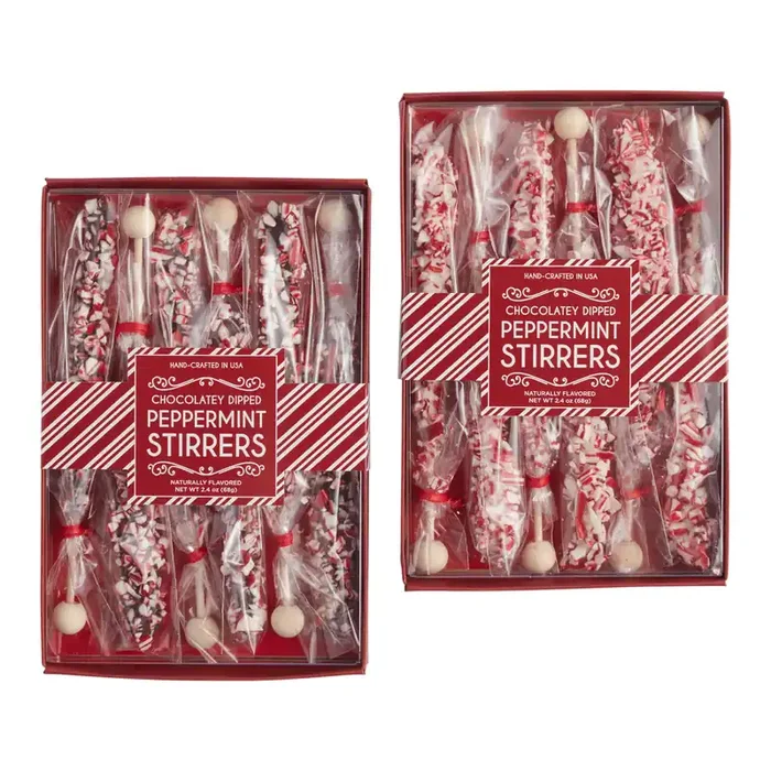 6 Pack Chocolatey Dipped Peppermint Stirrers Set of 2