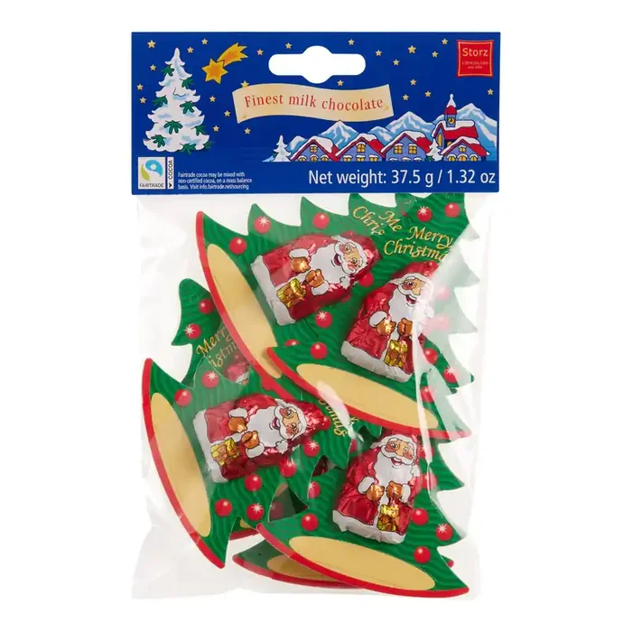 6 Pack Storz Chocolate Santa Xmas Tree Gift Tag Set of 2