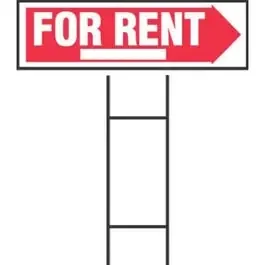 “For Rent” Sign, Corrugated Plastic, 10 x 24-In.