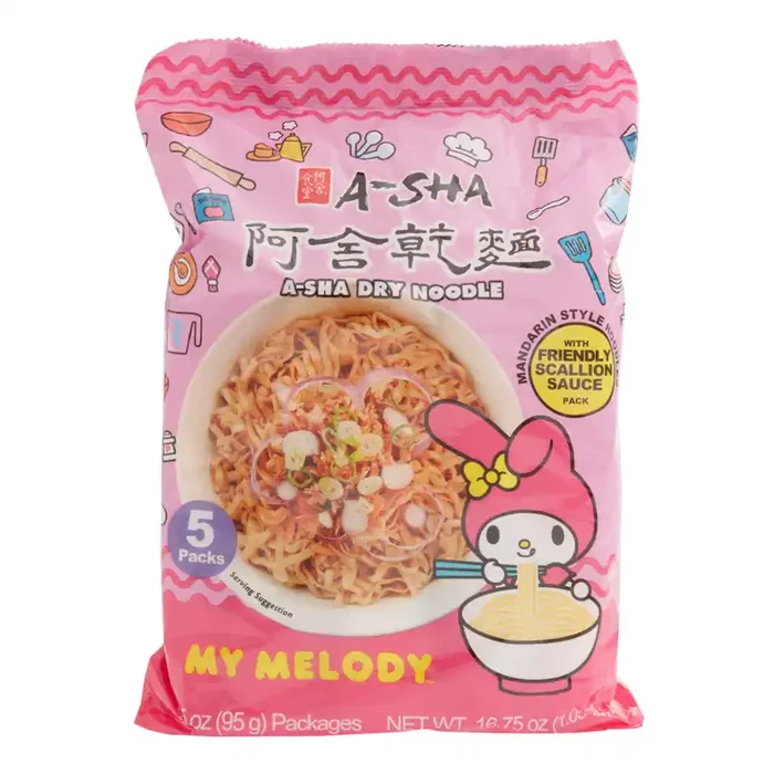A-Sha My Melody Friendly Scallion Instant Noodles 5 Pack