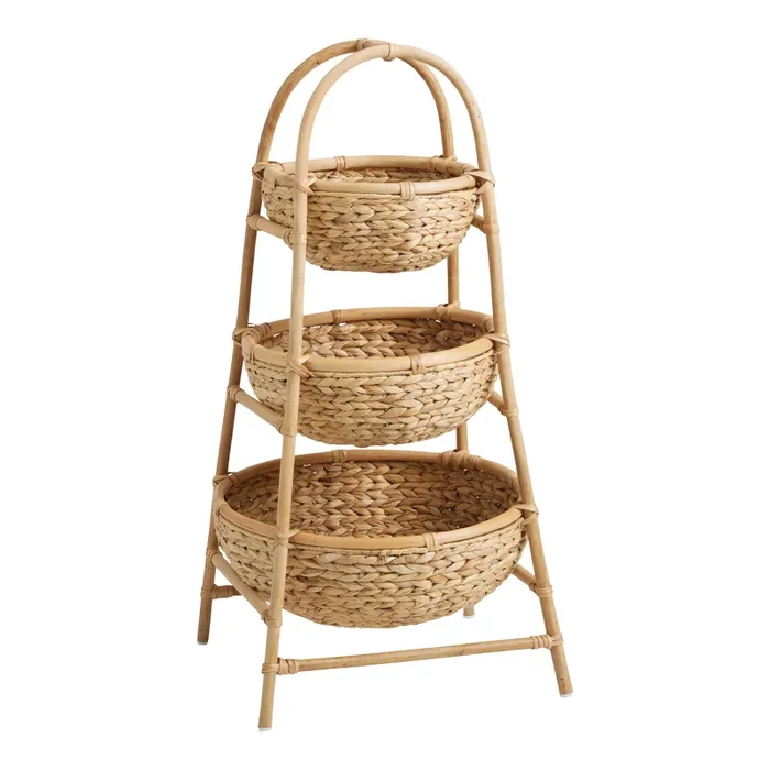 Aaliyah Water Hyacinth And Rattan 3 Tier Storage Tower