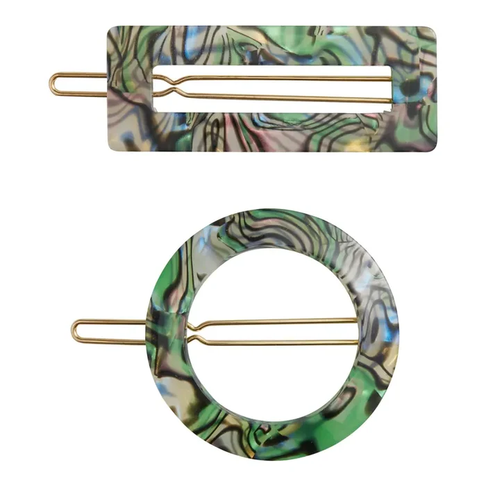 Abalone Acrylic Hair Clips 2 Pack