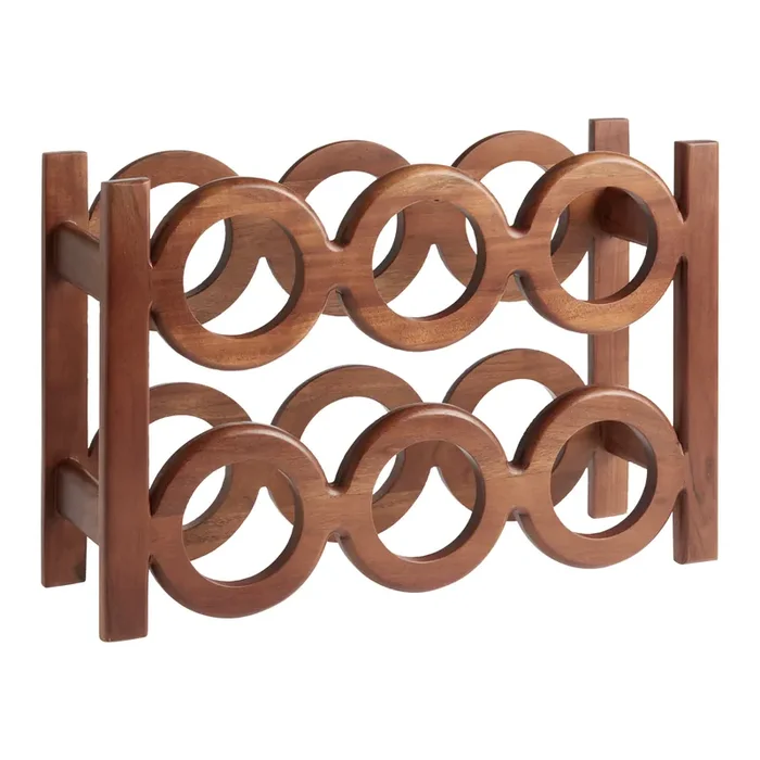 Acacia Wood Circle 6 Bottle Wine Rack