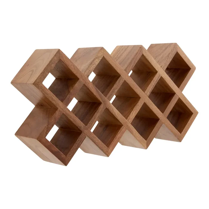 Acacia Wood Geo 11 Jar Countertop Spice Rack