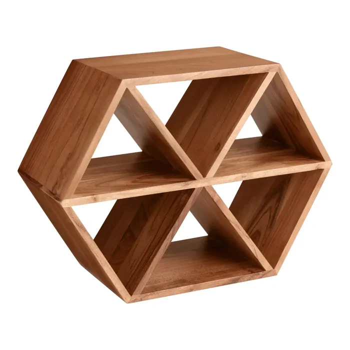 Acacia Wood Hexagon 6 Bottle Wine Rack