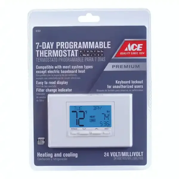 ACE HEATING AND COOLING TOUCH SCREEN PROGRAMMABLE THERMOSTAT