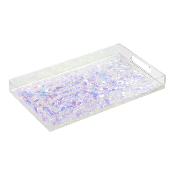 Acrylic Iridescent Tinsel Serving Tray