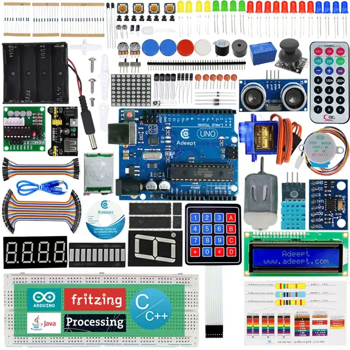 Adeept Ultimate Starter Kit for Arduino UNO R3, Servo Motor, Relay, Processing and C Code