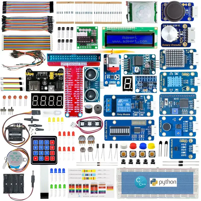 Adeept Upgrade Ultimate Starter Kit for Raspberry Pi, Raspberry Pi Kit, Python C Code, 40 Projects