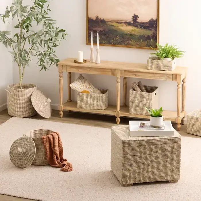 Adira White and Natural Seagrass Basket Collection