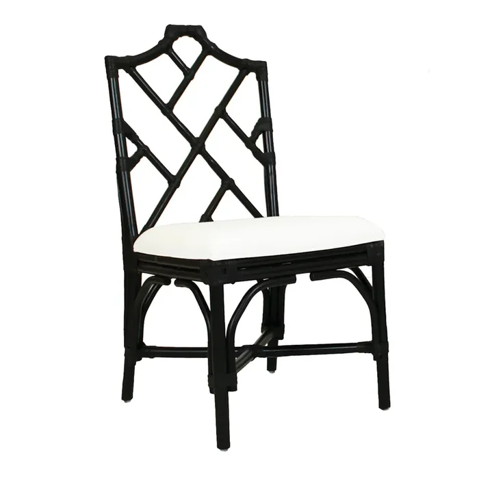 Albi Black Rattan Upholstered Dining Chair 2 Piece Set