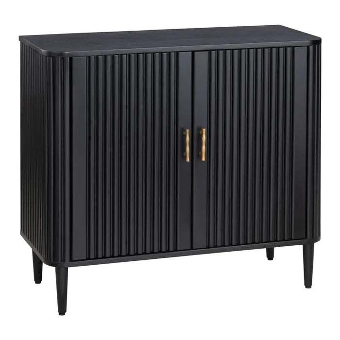 Aldgate Black Wood Fluted Storage Cabinet