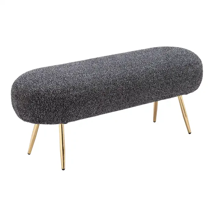 Alec Speckled Black Velvet Rounded Upholstered Bench