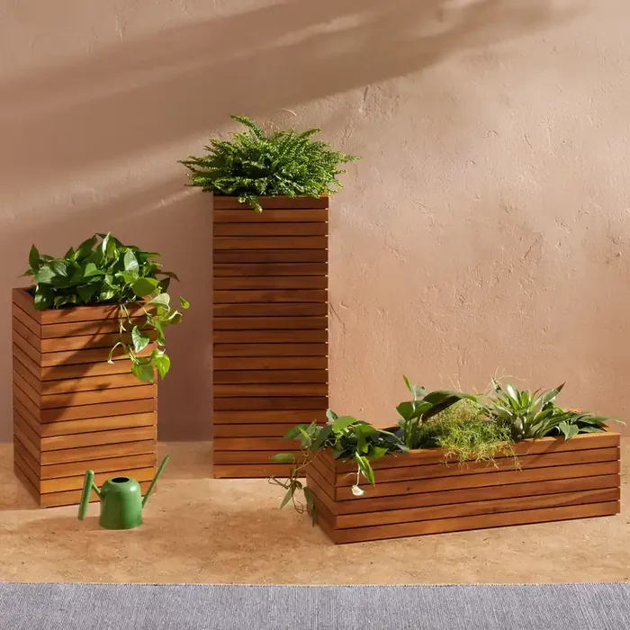 Alicante Wood and Metal Outdoor Planter Collection