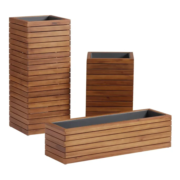 Alicante Wood And Metal Outdoor Planter