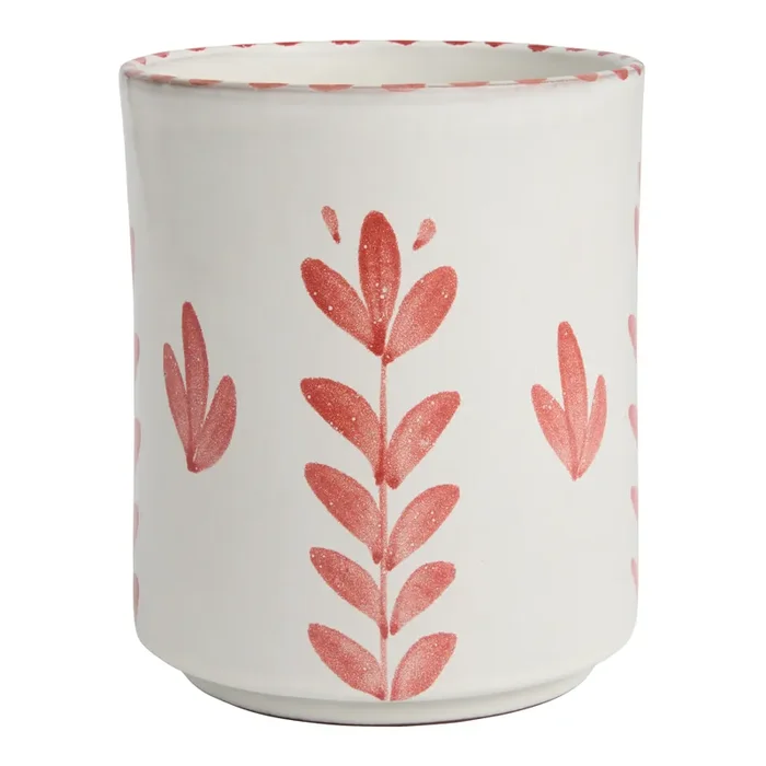 Almada Round Coral Hand Painted Utensil Holder