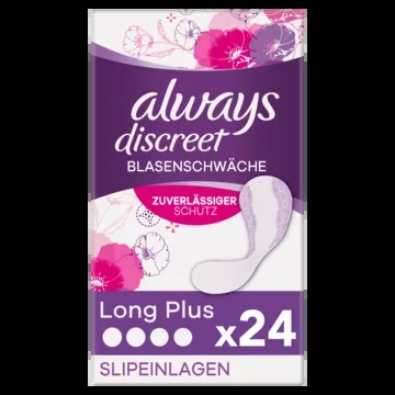 Always Discreet long plus pantyliners for urine loss