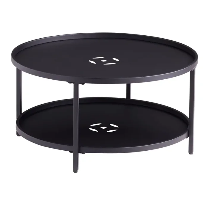Amatani Round Matte Black Metal Outdoor Coffee Table