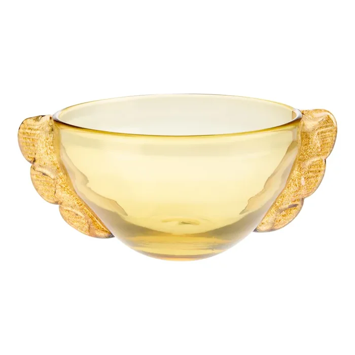 Amber Art Glass Winged Bowl Decor