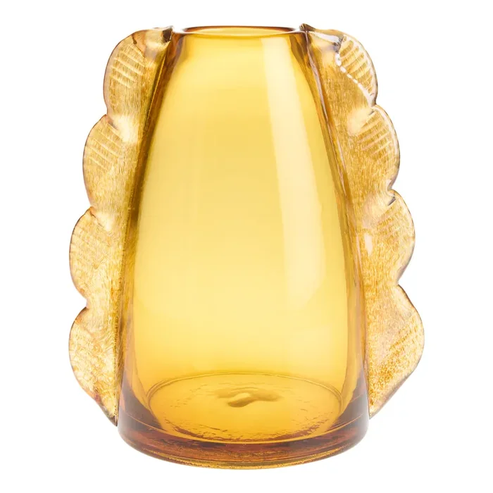 Amber Art Glass Winged Vase