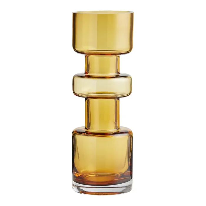 Amber Geometric Stacked Glass Vase
