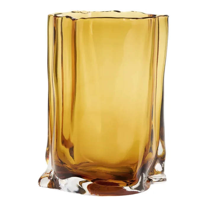 Amber Glass Paper Bag Vase