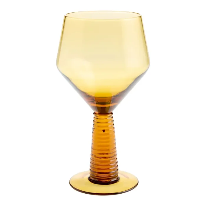 Amber Ombre Ribbed Wine Glass