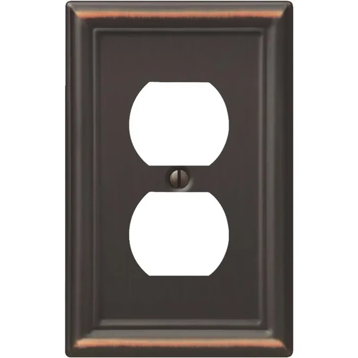 Amerelle Chelsea 1-Gang Stamped Steel Outlet Wall Plate, Aged Bronze
