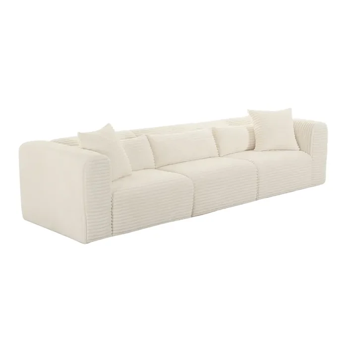 Amos Cream Corduroy 3 Piece Modular Sectional Sofa