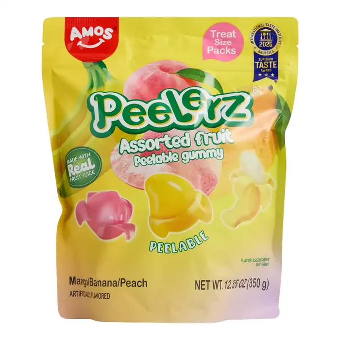 Amos Peelerz Assorted Fruit Gummy Candy Snack Packs 14 Count