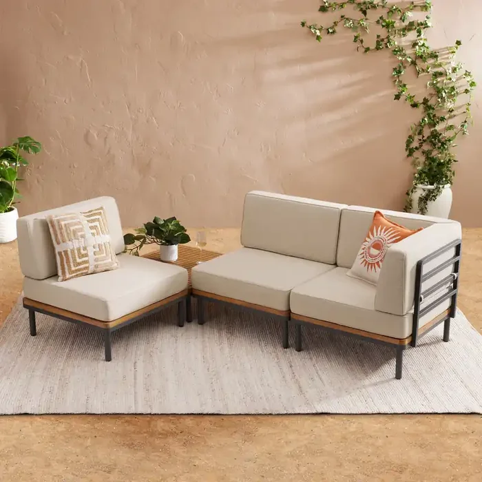 Andorra 4 Piece Modular Outdoor Furniture Set with Table