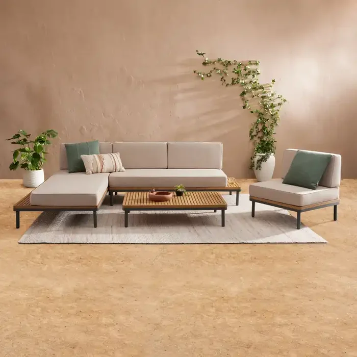 Andorra 4 Piece Modular Outdoor Sectional Set with Chaise