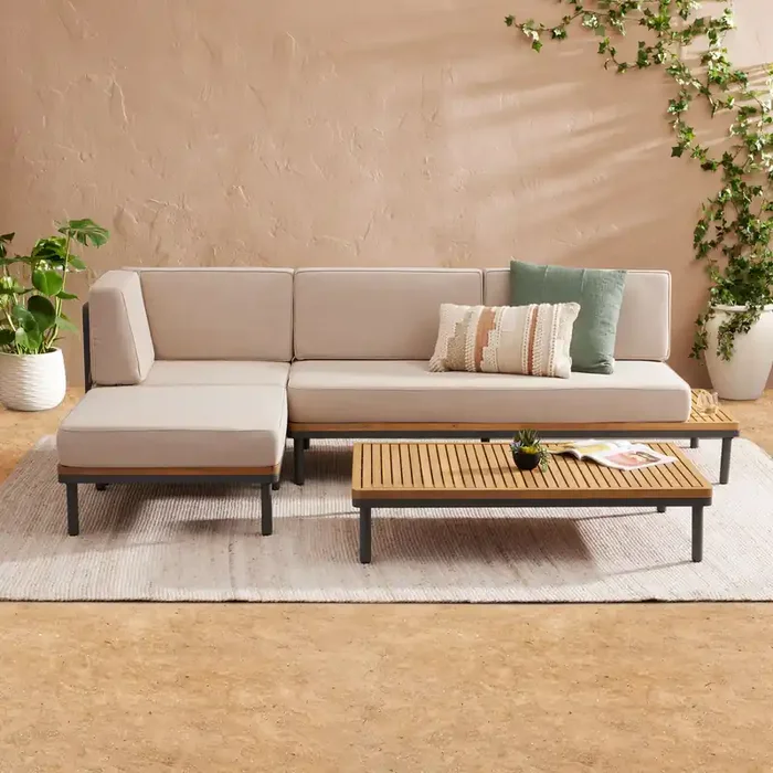 Andorra 5 Piece Modular Outdoor Sectional Set with Ottoman