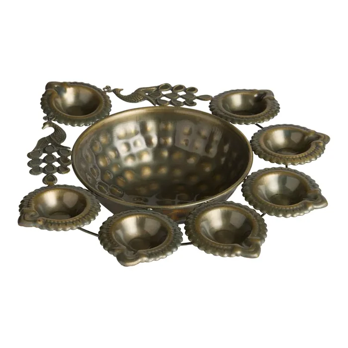 Antique Gold Metal Peacock Tray