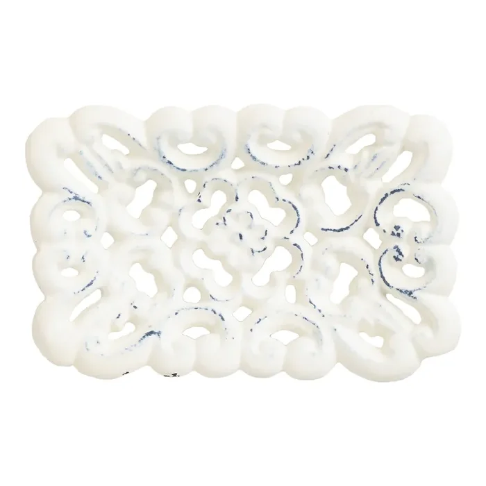 Antique White Metal French Soap Dish