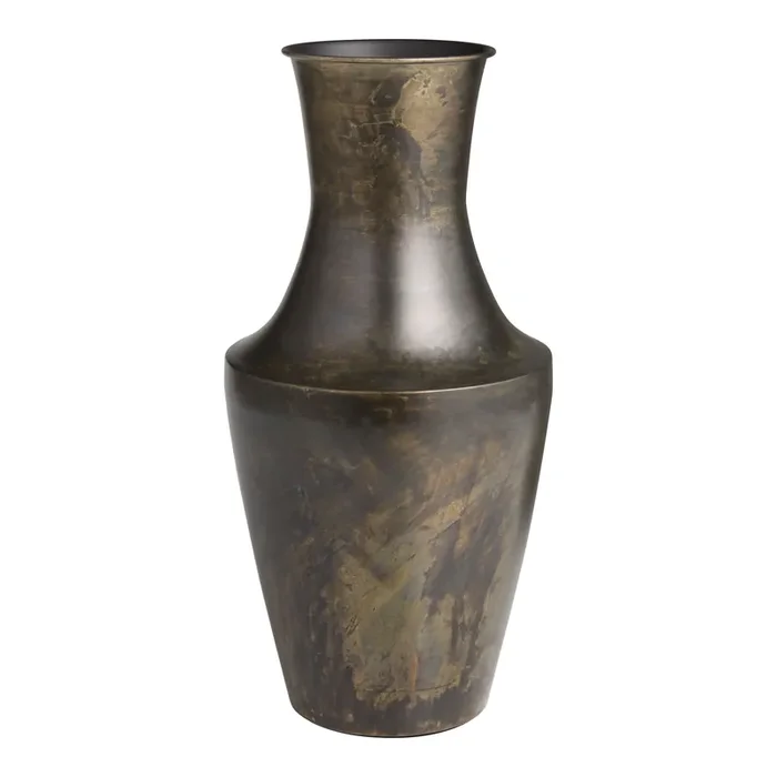 Antiqued Dark Silver Metal Vase