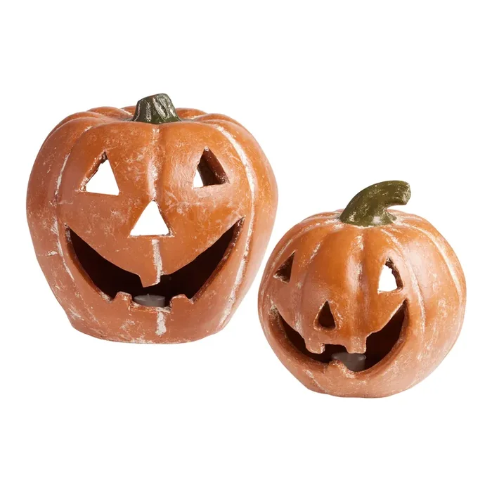 Antiqued Terracotta Pumpkin Candle Holder