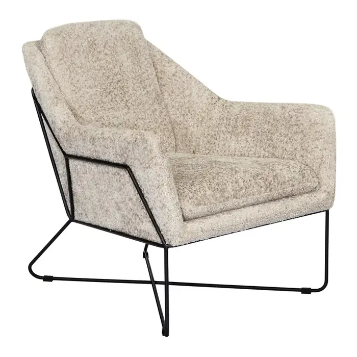 Apollo Linen Boucle and Black Metal X Base Upholstered Chair