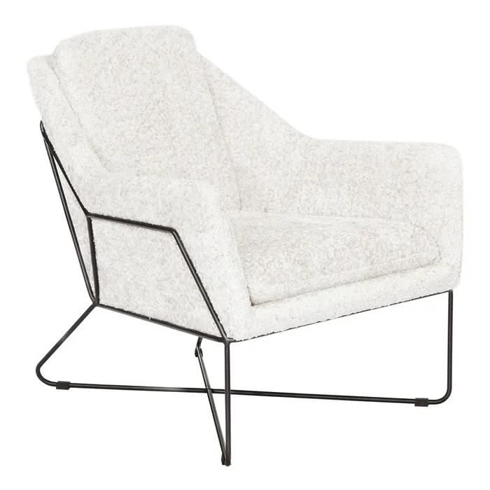 Apollo Linen Boucle and Black Metal X Base Upholstered Chair