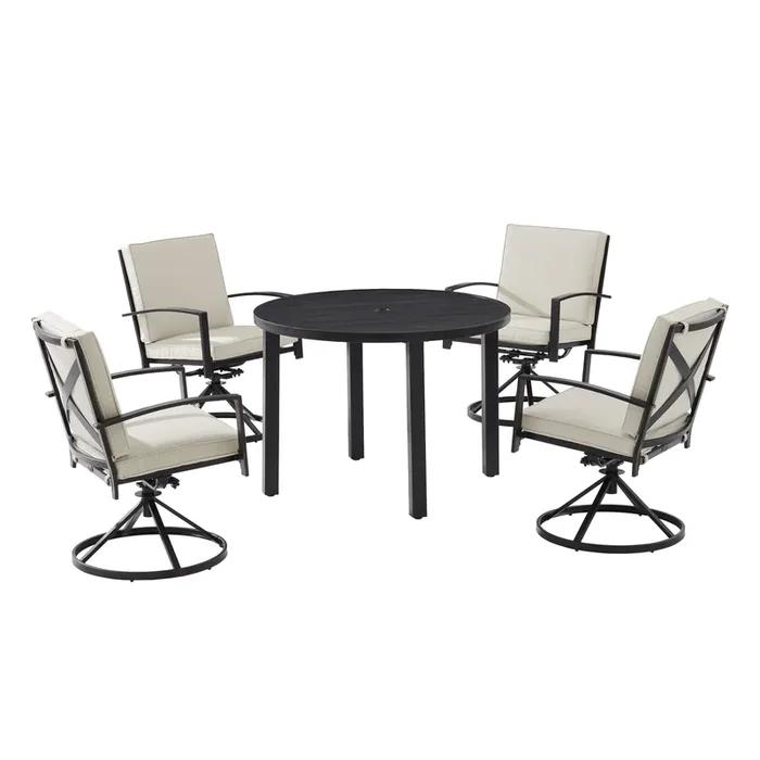 Araceli Round Bronze 5 Piece Outdoor Swivel Dining Set