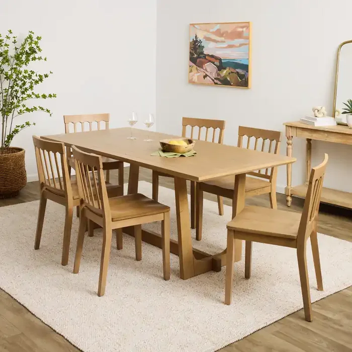 Arbor Golden Wheat Wood Farmhouse 7 Piece Dining Set
